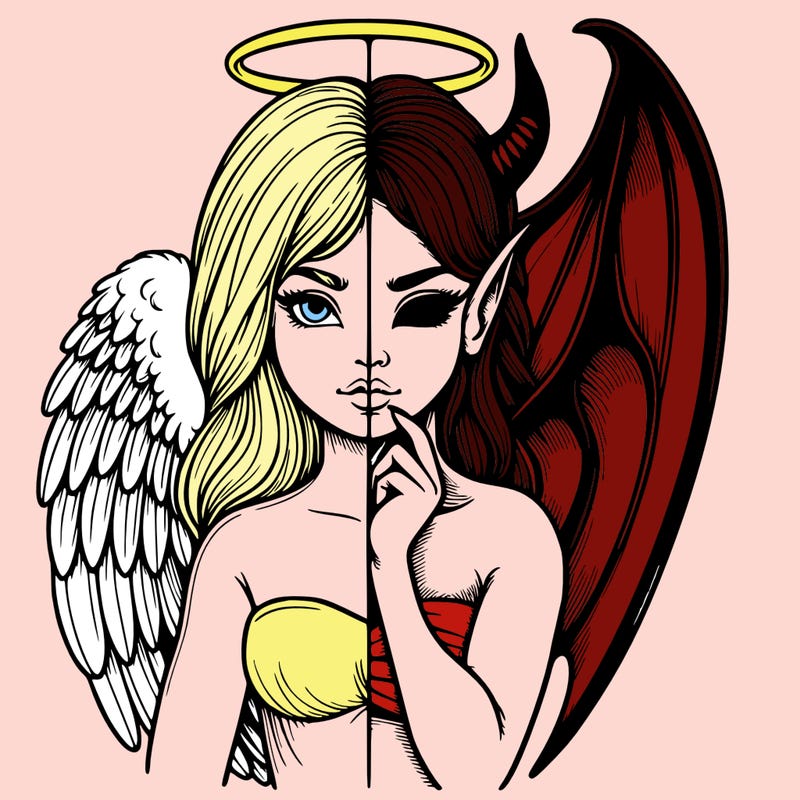 realistic angel half demon