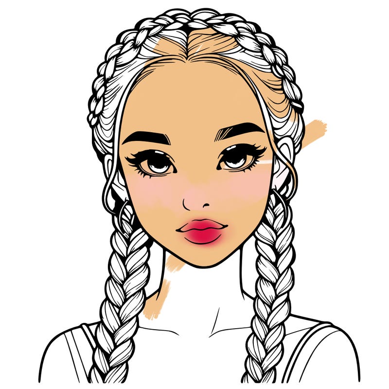 realistic girl with braids