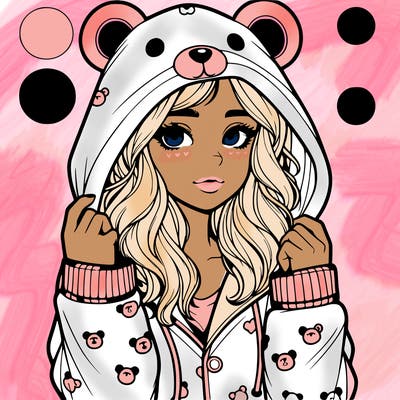 realistic girl in a animal pjs hoodie