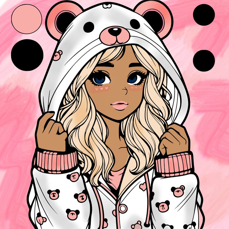 realistic girl in a animal pjs hoodie