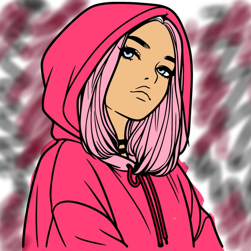 a realistic girl in a hoodie