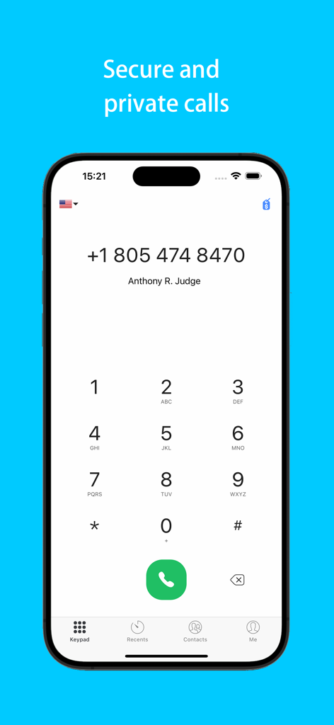 LivePhone app dialer screen for secure and private international calling