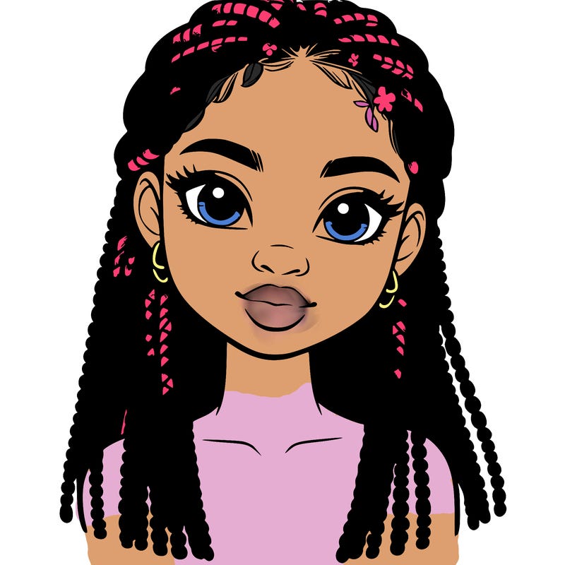 a realistic black girl with braids