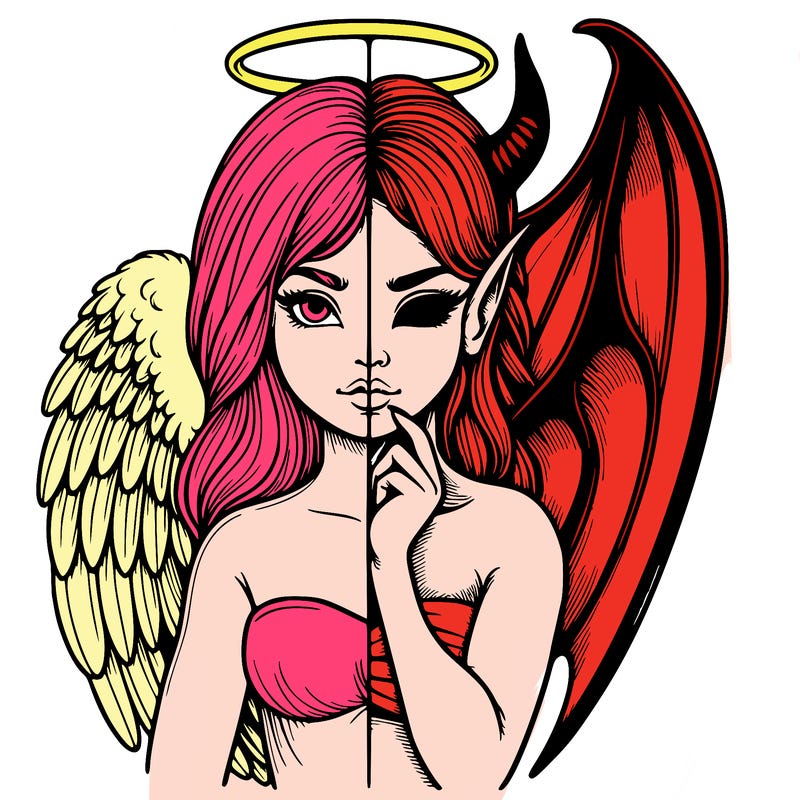 realistic angel half demon