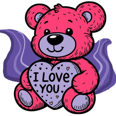 teddy bear holding an i love you heart