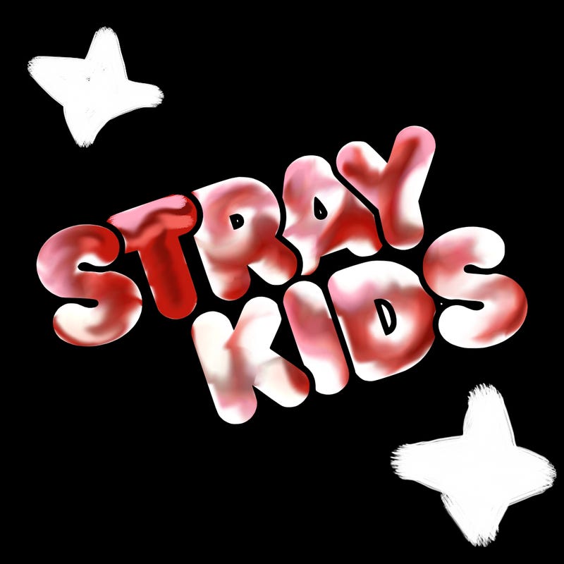 bubble letters saying stray kids