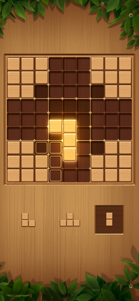 Block Puzzle-Wood Sudoku Game - Classic wood block puzzle game showing a 9x9 grid with wooden blocks and a storage box feature