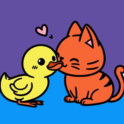 cat kiss à duck