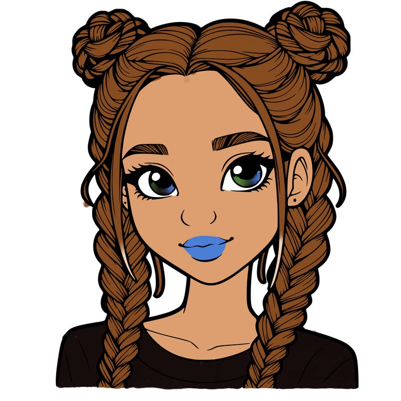 realistic girl with braids
