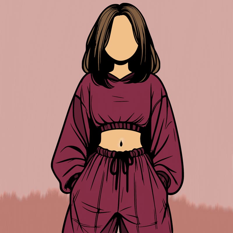 realistic girl faceless with baggy pants and a crop top