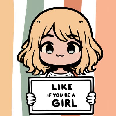 a cute girl holding a sign that says like if you’re a girl