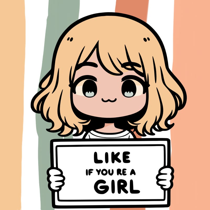 a cute girl holding a sign that says like if you’re a girl