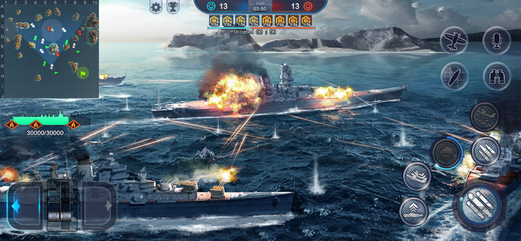 King of Warship: 10v10 Battle - Uma batalha naval 3D em tempo real entre navios de guerra históricos em King of Warship.