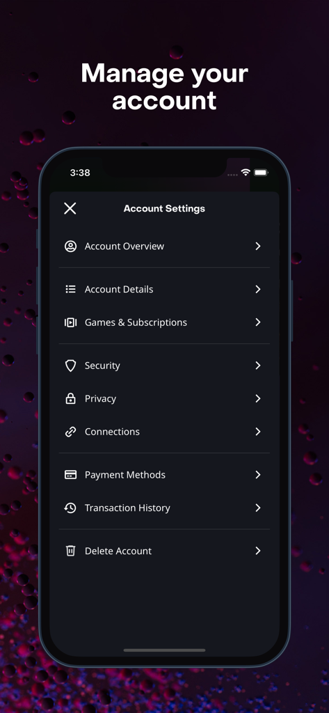 Battle.net mobile app account settings screen