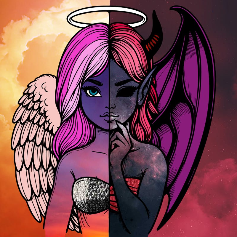 realistic angel half demon