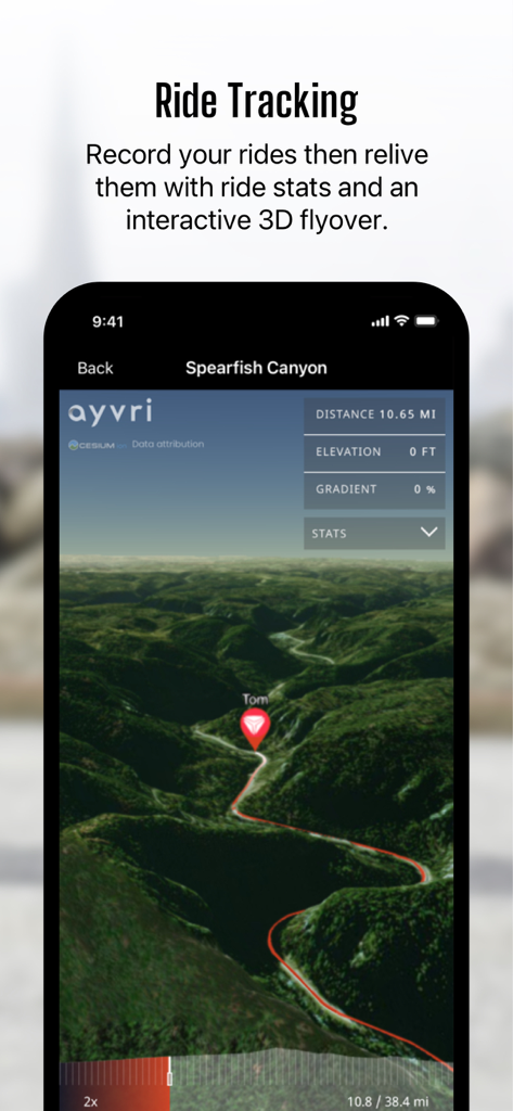 Slingshot® - Interactive 3D flyover view of a tracked ride with stats on the Slingshot app