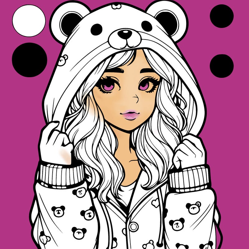 realistic girl in a animal pjs hoodie