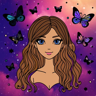 woman with butterfly hair