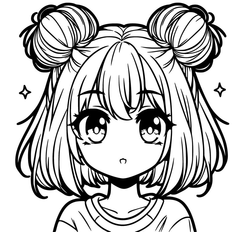 a girl with two hair buns anime
