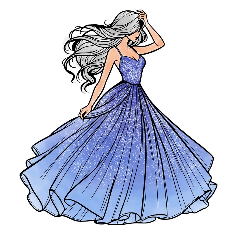 realistic woman with dress flowing in the wind