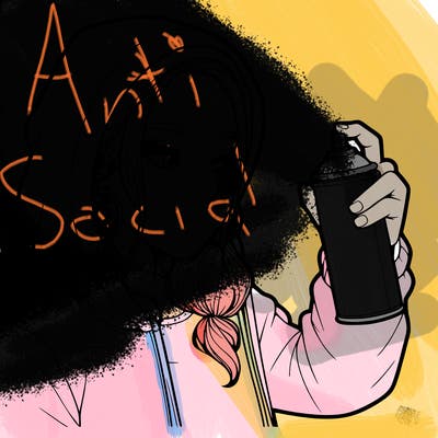 a realistic girl, spray painting