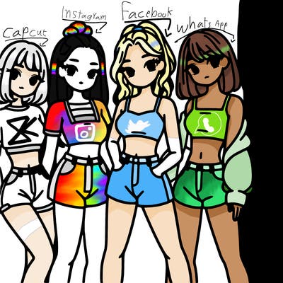 a group of girls wearing crop tops and shorts