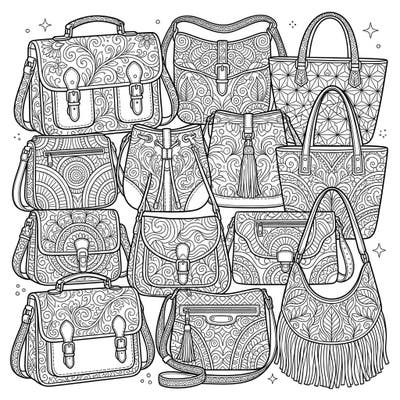 Immerse yourself in the captivating world of fashion with this Zentangle Shoulder Bags coloring template. Discover a diverse collection of stylish bags, each waiting for your creative touch to bring its intricate patterns to life.