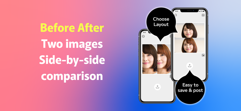 Mirror&BeforeAfter-BA mirror - Before and after photo comparison with side by side and vertical layouts