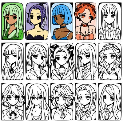 girls that look diffrent anime