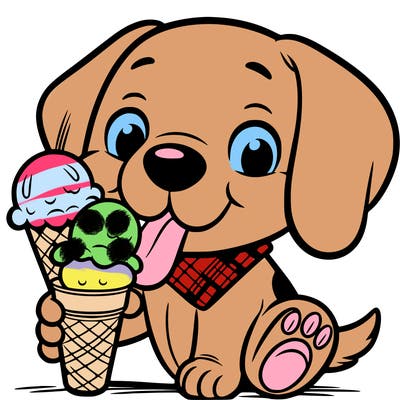 dog eating ice cream