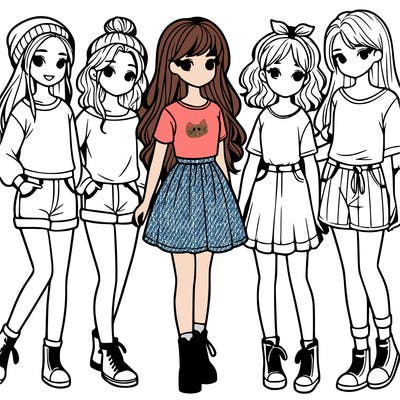 a group of five girls