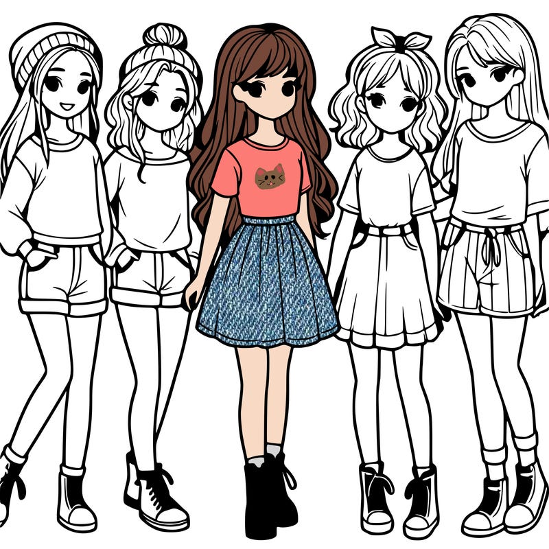 a group of five girls