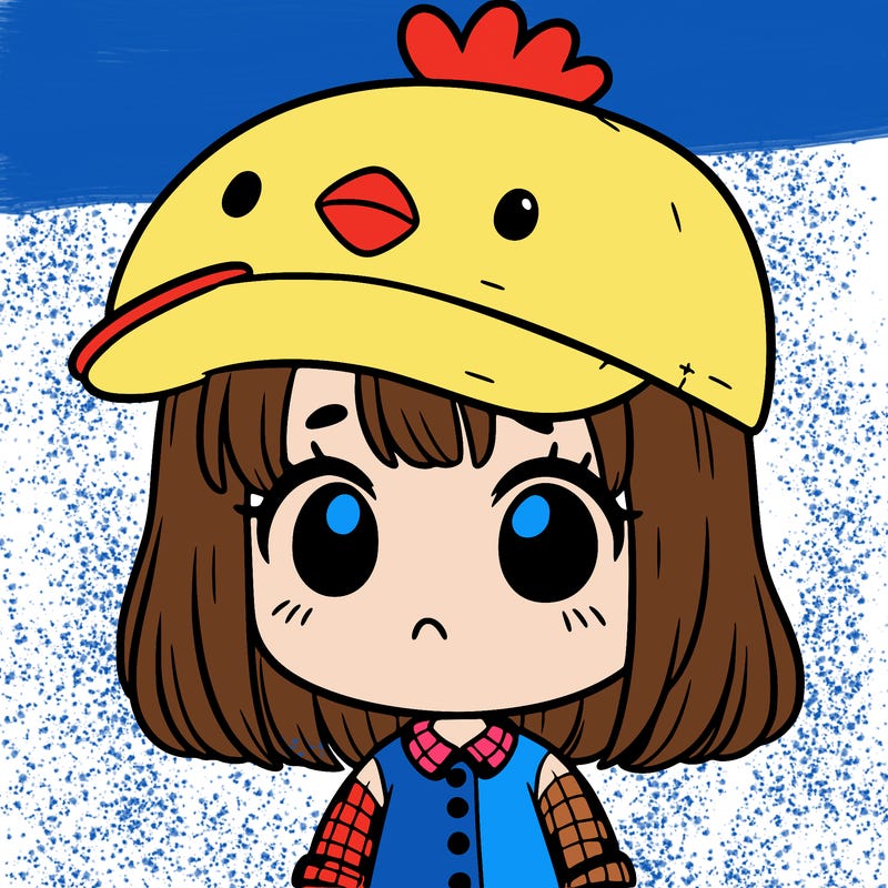 cute girl with chicken hat