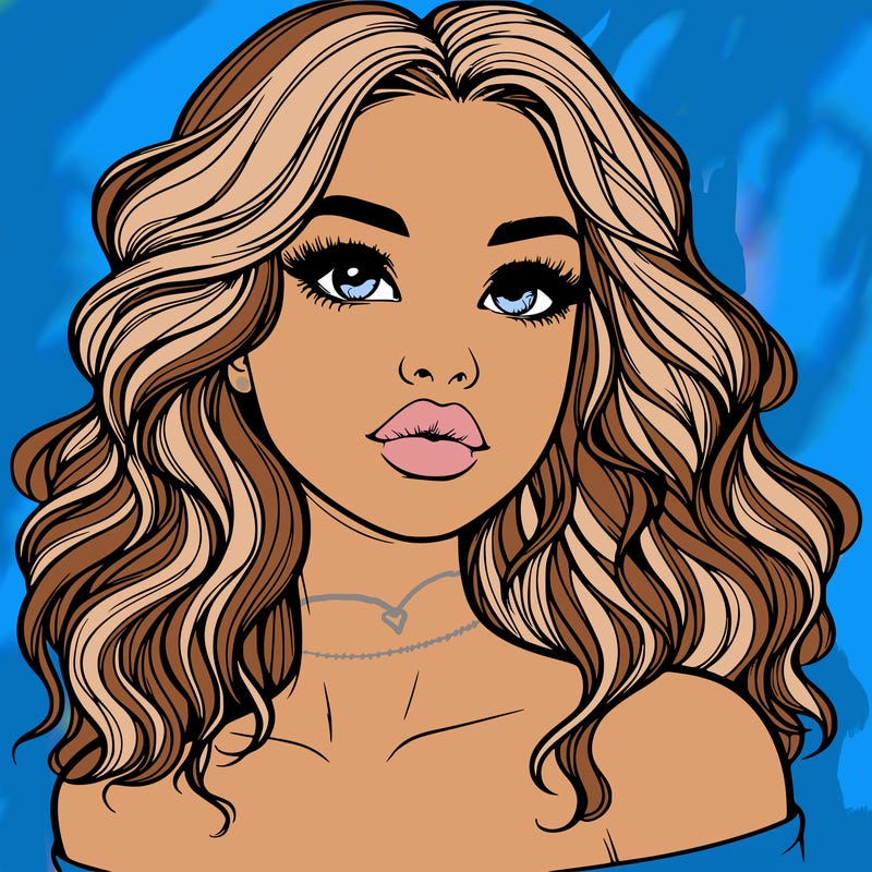 realistic girl with wavy hair and lips
