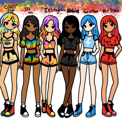 a group of girls wearing crop tops and shorts