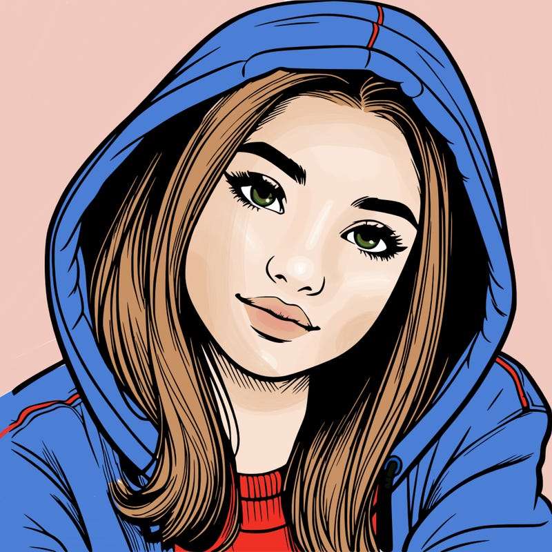 realistic teen girl in hoodie