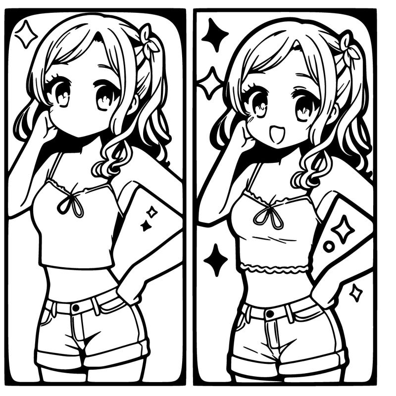 manga girl in a cute crop top