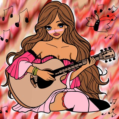 beautiful girl playing the guitar