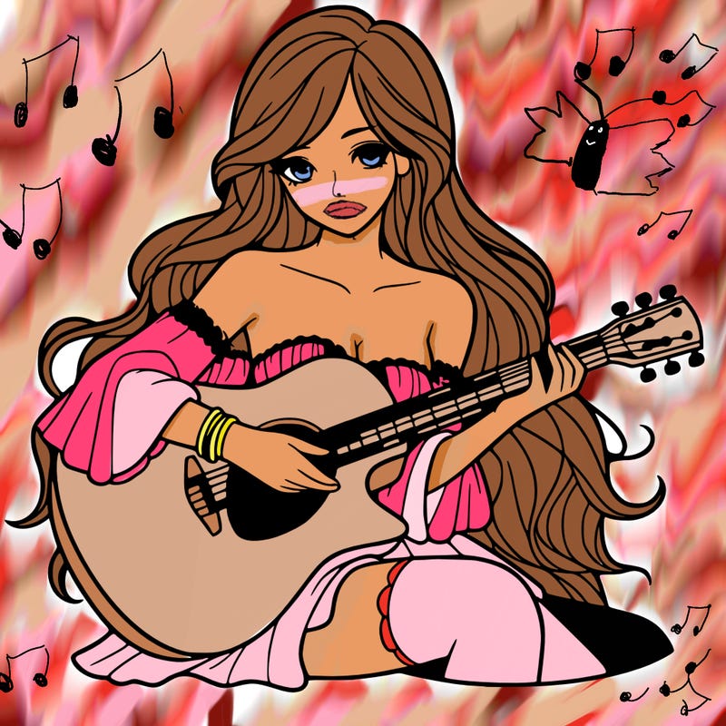 beautiful girl playing the guitar