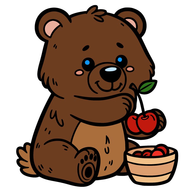 bear holding cherry