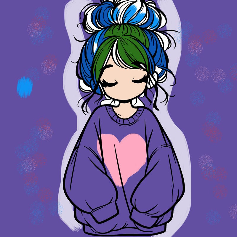 girl with baggy sweatshirt and messy bun