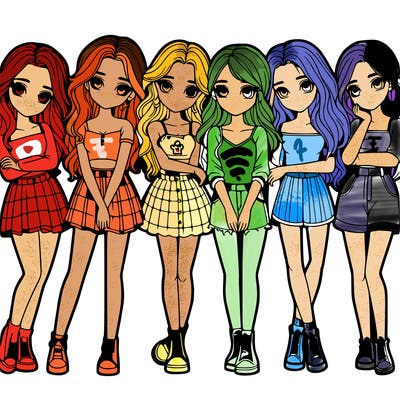 a group of girls realistic