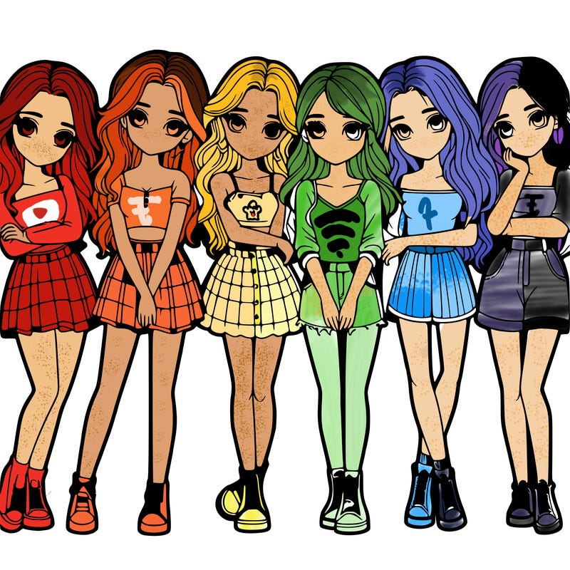 a group of girls realistic