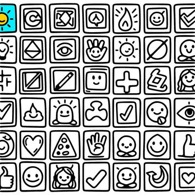 many square with each has a symbol
