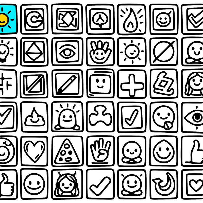 many square with each has a symbol