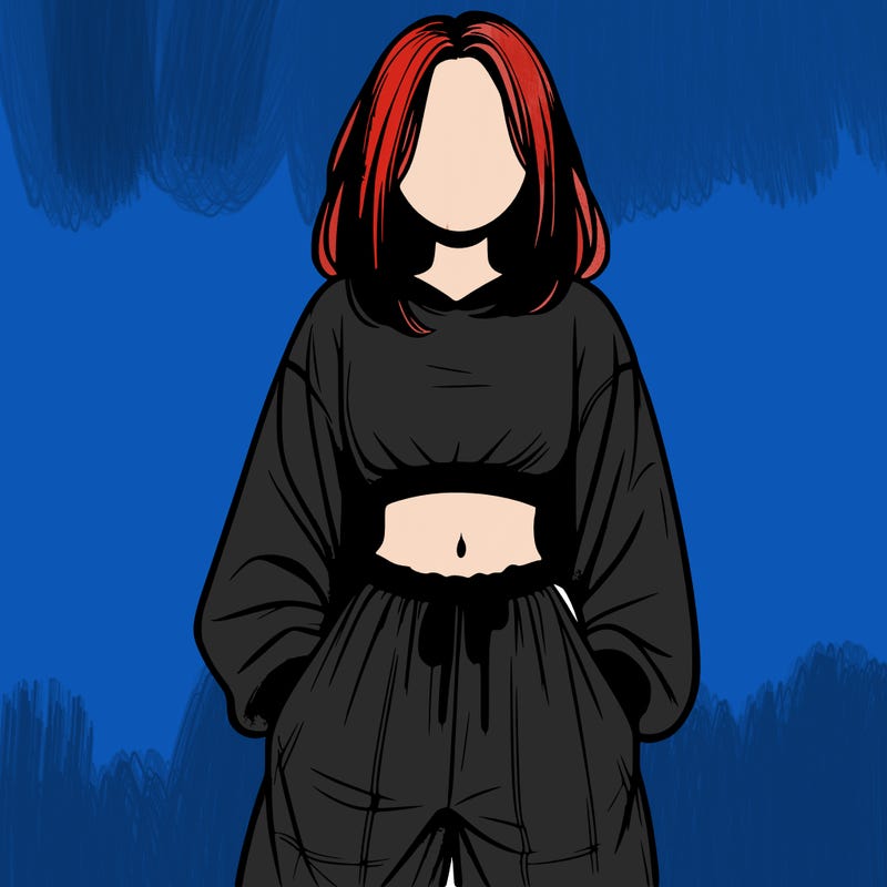 realistic girl faceless with baggy pants and a crop top