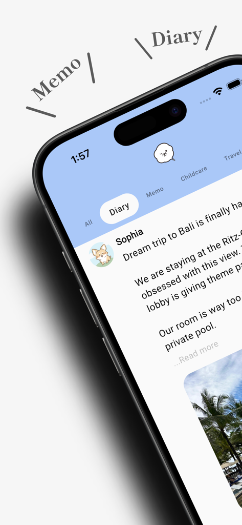 Seclog - Private Feed Journal - Smartphone screen displaying the Seclog app private diary feed with a social media style interface