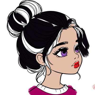 realistic girl with bun