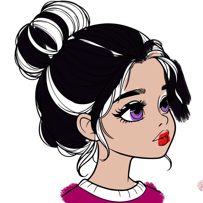 realistic girl with bun