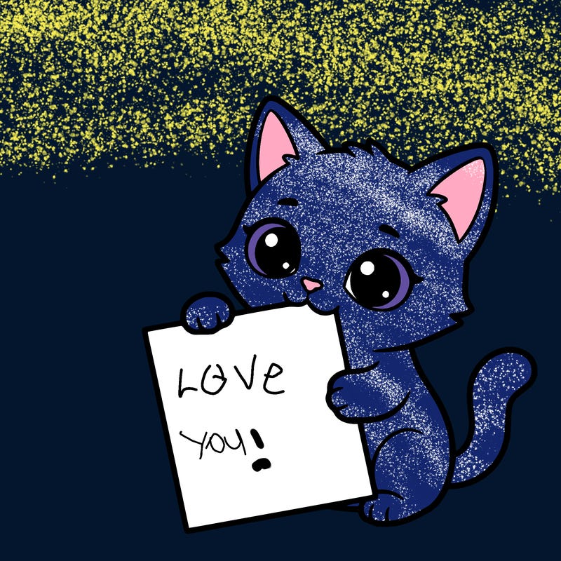 a small cat with a blank sheet of paper in its hand. the cat is sooooooo cute!